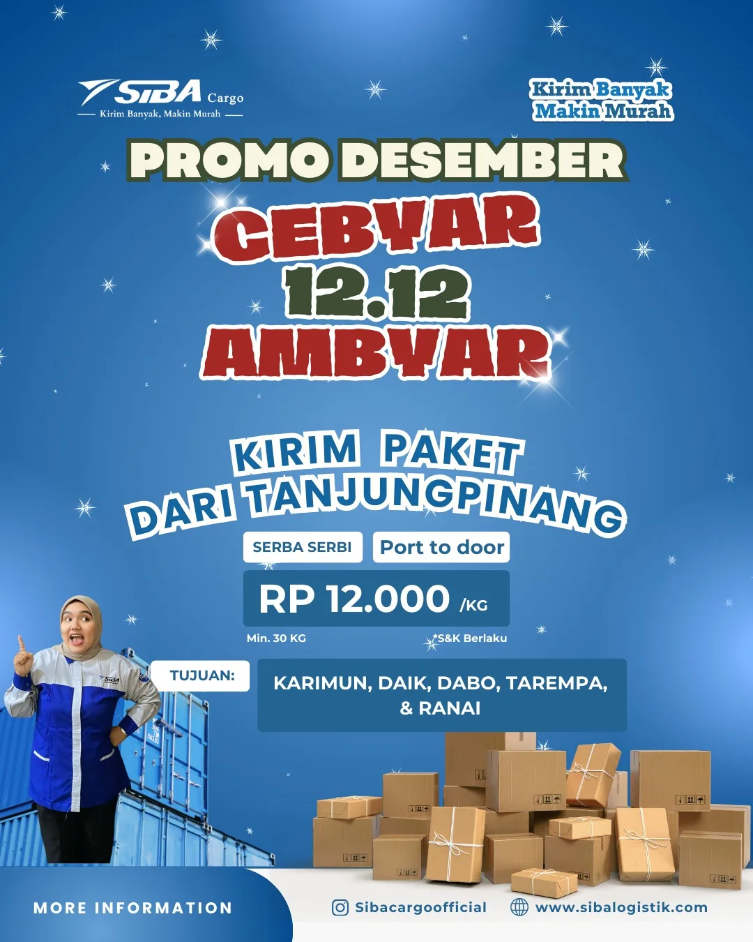 Promo Kirim Barang Tanjungpinang ke Karimun Daik Dabo 12.000/kg