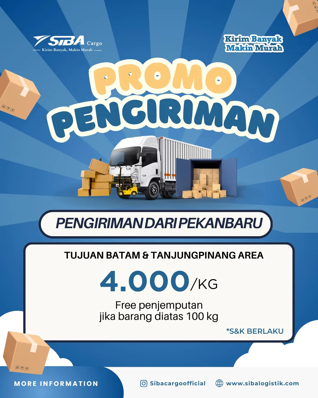 Promo Pengiriman Mei dari Pekanbaru ke tujuan Tanjung Pinang dan Batam